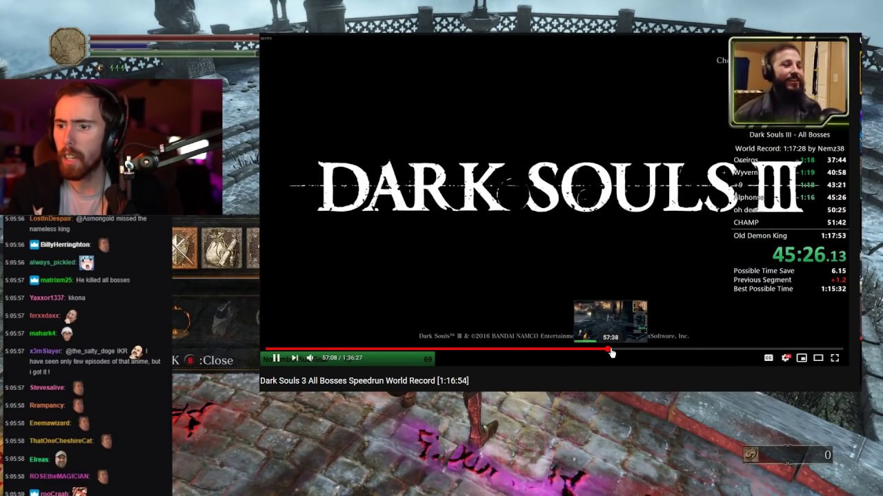 Asmongold Watches Dark Souls 3 All Bosses Speedrun World Record [1:16:54] by COLTrane45 - YouTube