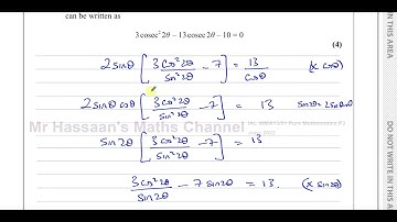 [9] WMA13/01, IAL, (Edexcel), P3, June 2022, Q7, Trigonometric Identities & Equations