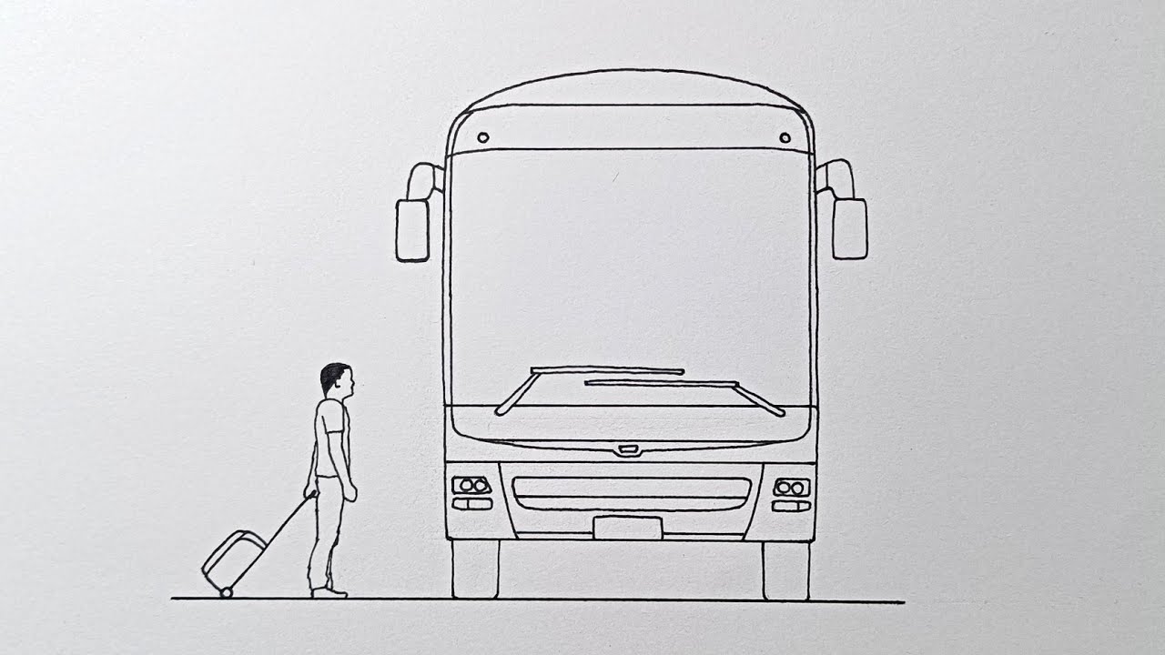 How to Draw a Bus Step by Step | Front View - YouTube