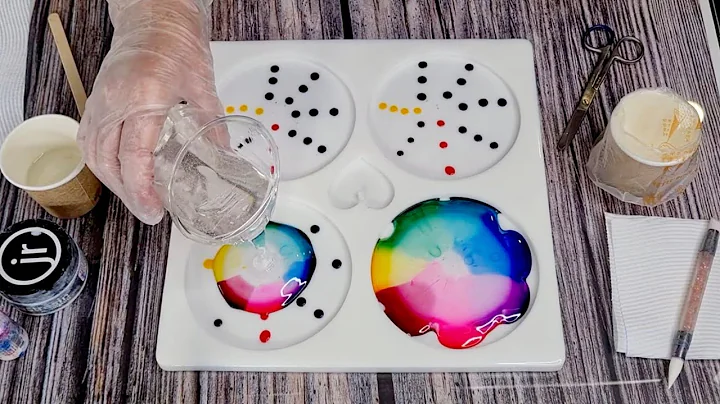 #1491 Incredible Rainbow Resin Reverse Ink Drop 3D Flowers