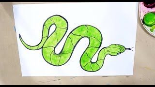 Anaconda a Giant Snake drawing with watercolors (drawing tutorial)