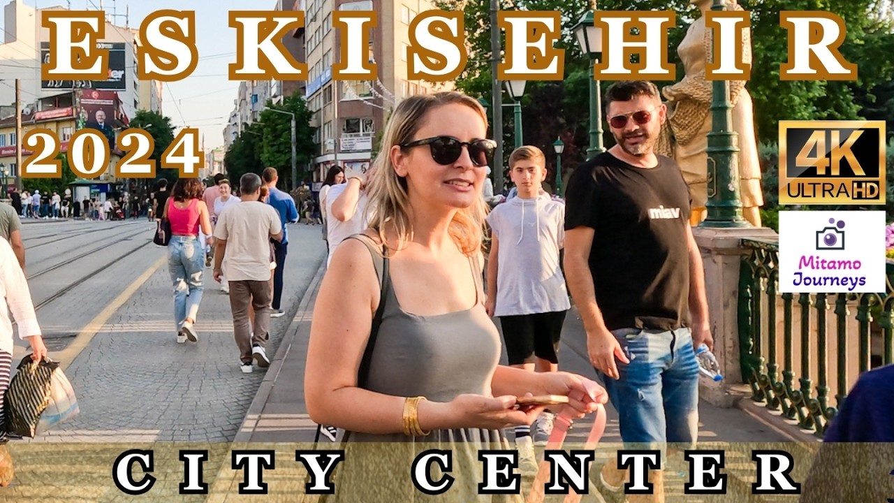 Turkey Eskisehir City Center 4K Walking Tour | River Side, Cafes | July 10th 2024 | UHD 60FPS