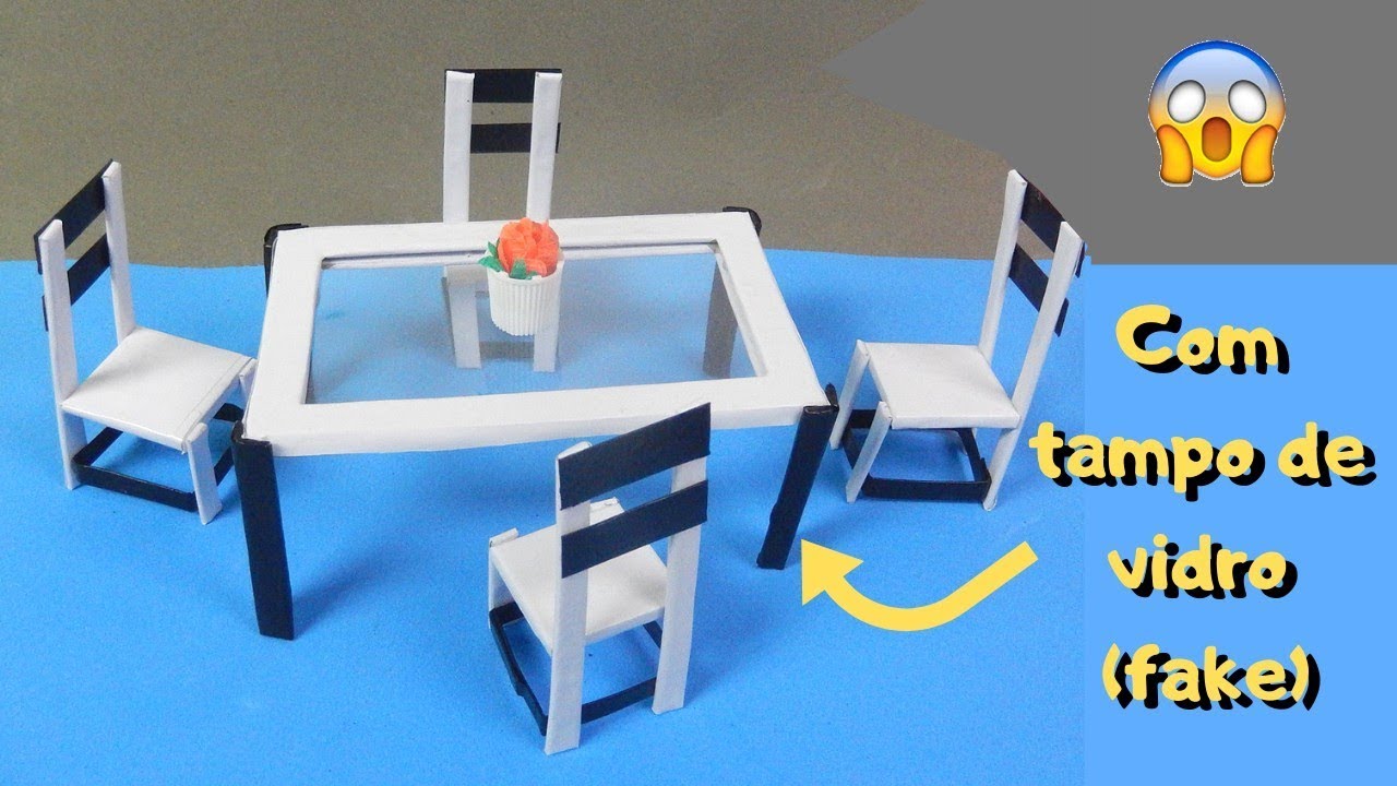 Como fazer mesa (com tampo de vidro fake) e cadeiras para bonecas. | Pricity