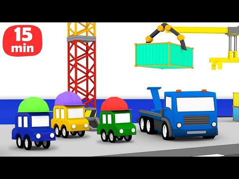Видео: Мультики для детей — 4 машинки ставят дорожные знаки и собирают погрузчик!