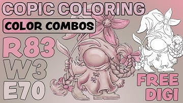 Copic Color Combo - R83 - W3 - E70 - Limited color palette. Free Gnome Digi