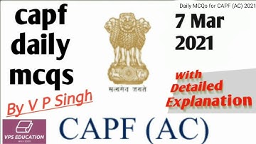 CAPF Daily MCQs - 7 Mar 2021 (CAPF Assistant Commandant Preparation)