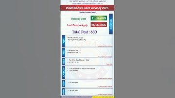 Indian Coast Guard Vacancy 2025 | Indian Coast Guard Vacancy 2025 