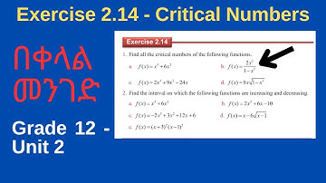 Exercise 2.14 Part 1 | Critical Numbers | Derivatives | Calculus | Grade 12 | Unit 2