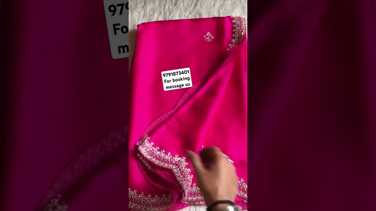 Pink bead work saree 