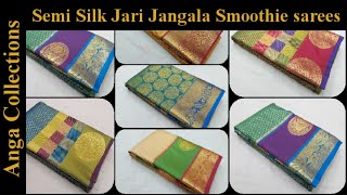 Semi Silk Jari Jangala sarees | Smothie clothes contrast pallu blouse | Diwali spl | 7010558833 screenshot 2