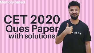 MBA CET 2020 Question Paper with Answers PDF Download Now | Memory based