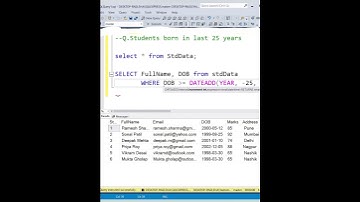 SQL Interview Questions | Students born in last 25 years in SQL| DATEADD() GETDATE() in SSMS