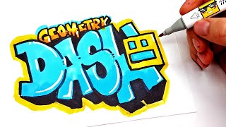 ГРАФФИТИ - GEOMETRY DASH  !!! КАК НАРИСОВАТЬ? !!! урок граффити graffiti logo