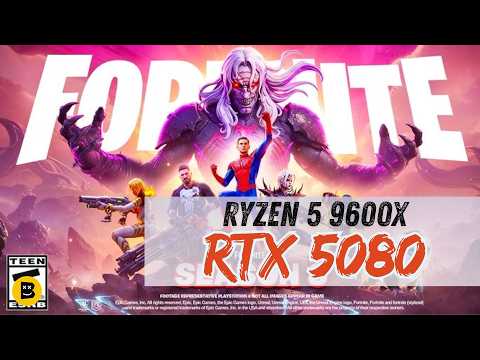 Náhled FPS testu Fortnite na RTX 5080 a Ryzen 5 9600X