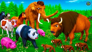 Epic Bison vs Mammoth Battle: Saving Farm Animals Monkey Panda | Animal Revolt Fights Compilation