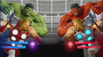 Hulk and Thor vs Red Hulk and Thor - MARVEL VS. CAPCOM: INFINITE