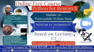 Solution to Assignment 7 by Student | Data Structures in Python | Python for Research.