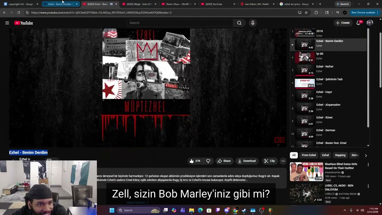 Турецкий рэп-альбом Reaction Ezhel - Müptezel