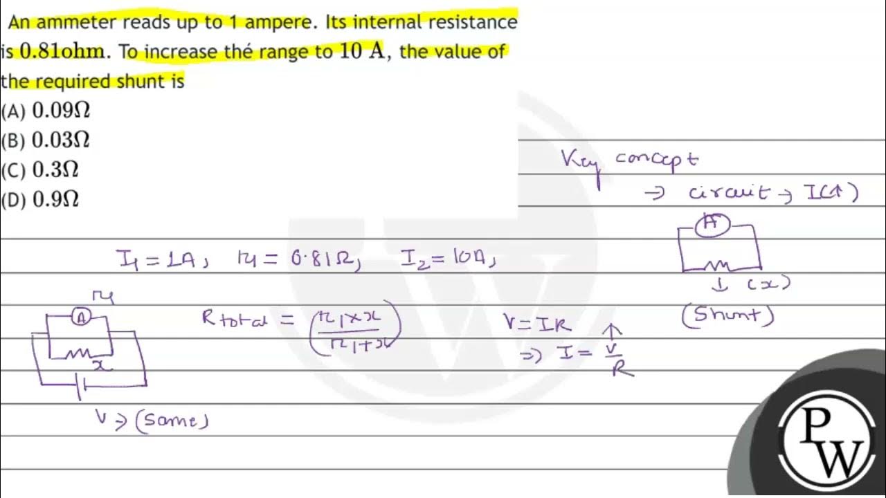 An ammeter reads up to 1 ampere. Its internal resistance is \( 0.81