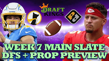 Week 7 NFL Main Slate Top Stacks + Player Props - Draftkings Strategy, Prize Picks + Underdog Props