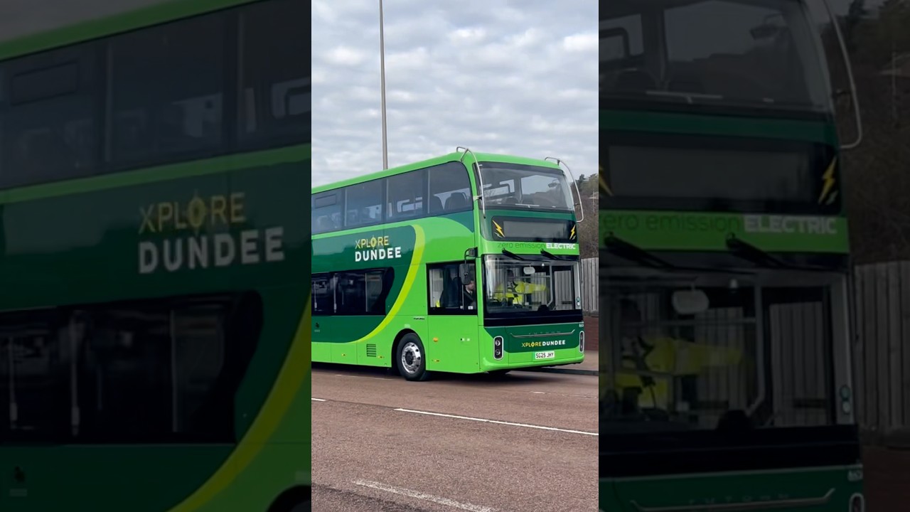 New Dundee explorer bus on a test run passing Dundee docks 1/04/2025