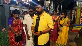 Comedy Actor Aadhavan and Suntv Comedy Junction Sandhya at Karuparayan Temple Tirupur