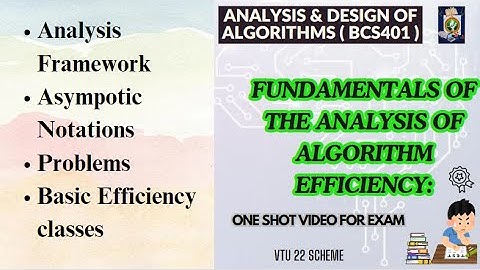 ADA BCS401 Mod1: Algorithm Efficiency-Analysis Framework,Asymptotic Notations,Basic Efficiency Class