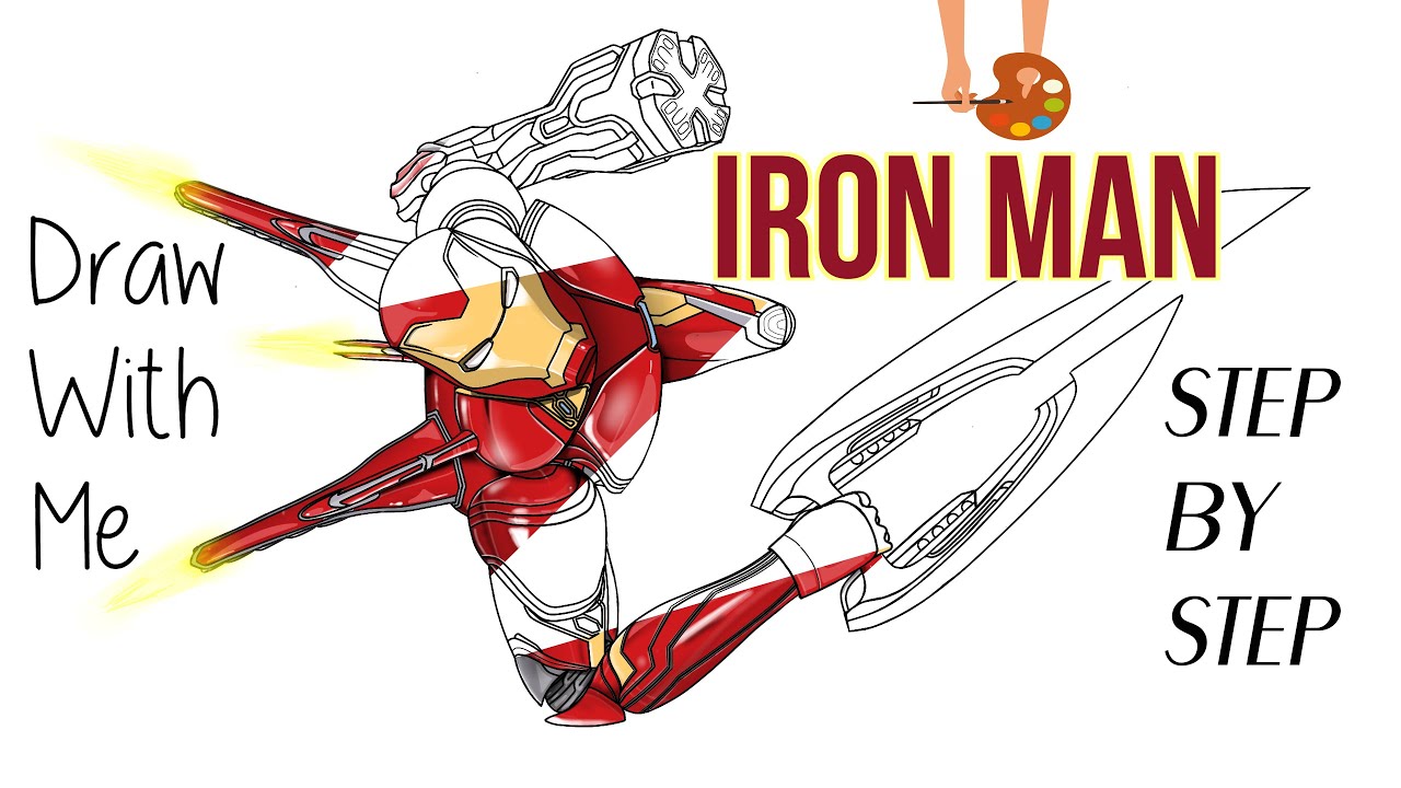 How to draw IRON MAN step by step from avengers endgame | marvel ...