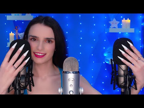 ASMR CLOSE UP WHISPERING INTO 3 MICS 💙 Mic Scratching , Mouth Sounds , Mic Blowing & More 😴 4K