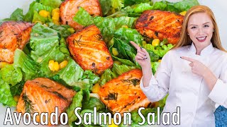 EASY Avocado Salmon Salad | Juicy Salmon with Green Goddess Dressing!