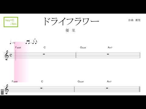 ドライフラワー（優里）key=C/Am ／ドレミで歌う楽譜【コード付き】