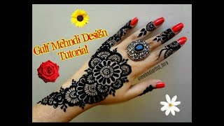 Beautiful khaleeji dubai gulf arabic style henna mehndi designs for hands for eid,diwali tutorial