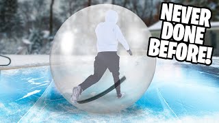 Human Hamster Ball On ICE (BELOW FREEZING!!)