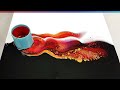 RED and GOLD with Black & White - BEST Combo EVER! Open Cup Acrylic Pouring - CELLS without Silicone