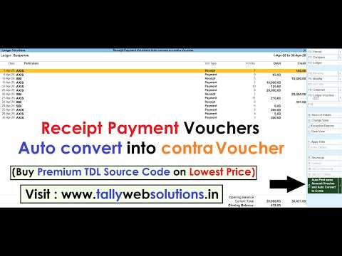 TDL Source Code of Receipt Payment Vouchers Auto convert into contra Voucher (Quick Download TDL Source Code Text File after Payment Done)
