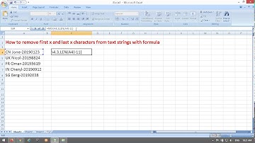 How to remove first x and last x characters from text strings with formula in Microsoft Excel