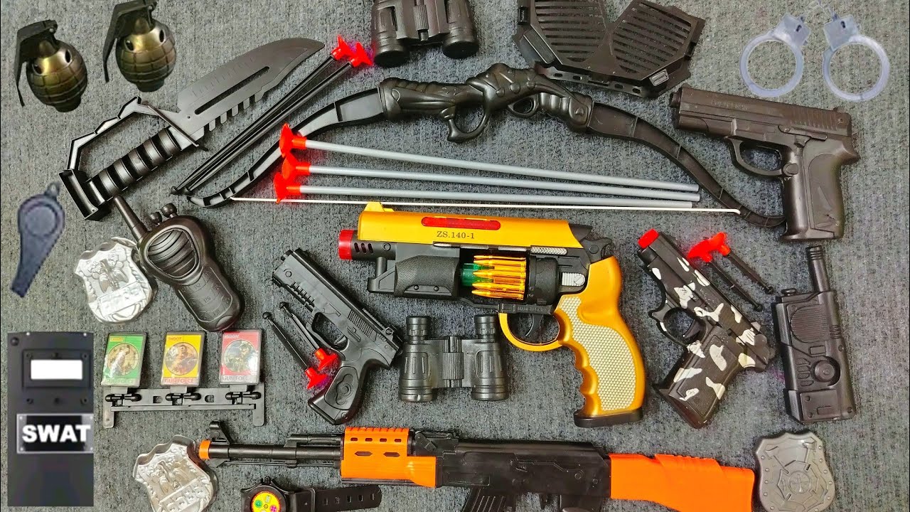 Special Forces military toy gun set unboxing, AK47 assault rifle,carbine,sniper rifle,tactical helme