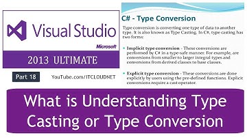 What is Understanding Type Casting or Type Conversion in C#.NET Visual Studio Ultimate 2013 - Part18