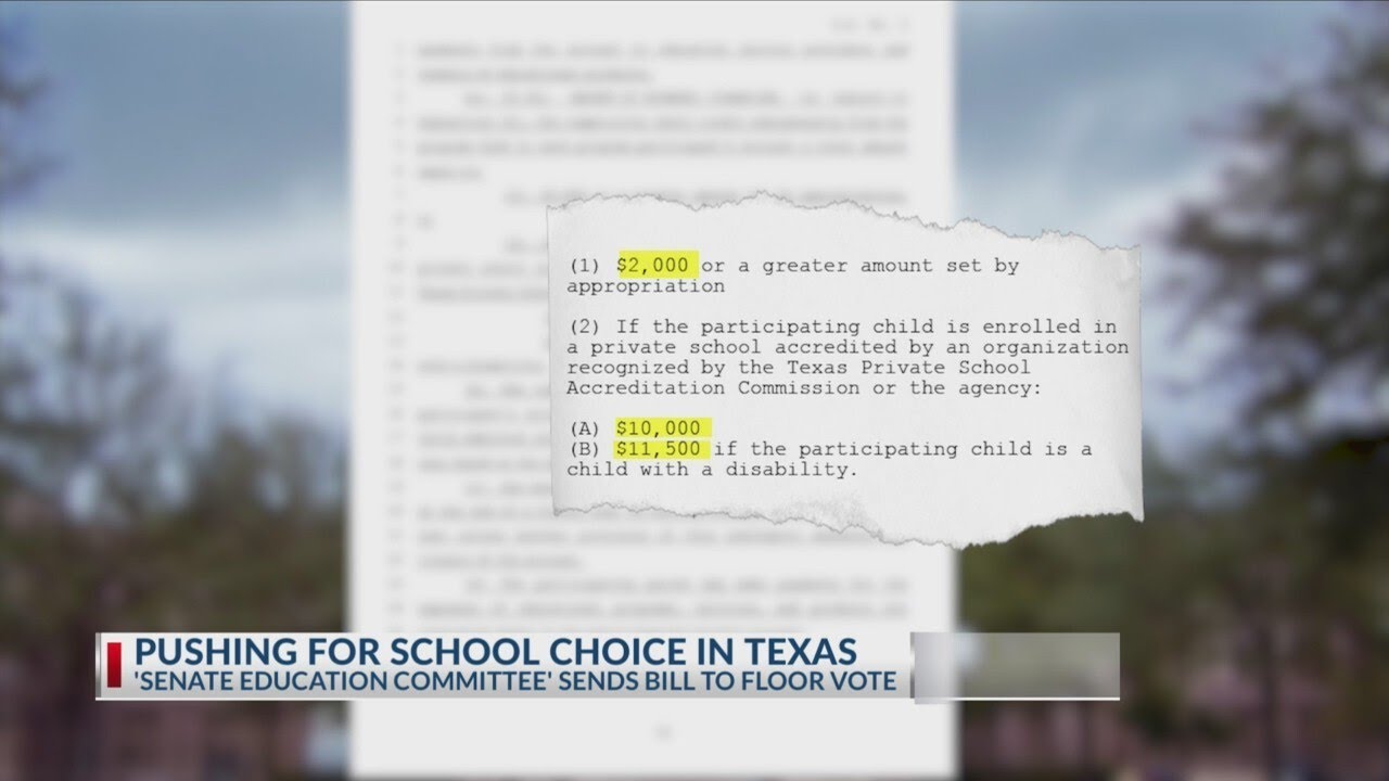 School choice bill will move towards Texas Senate floor vote soon YouTube