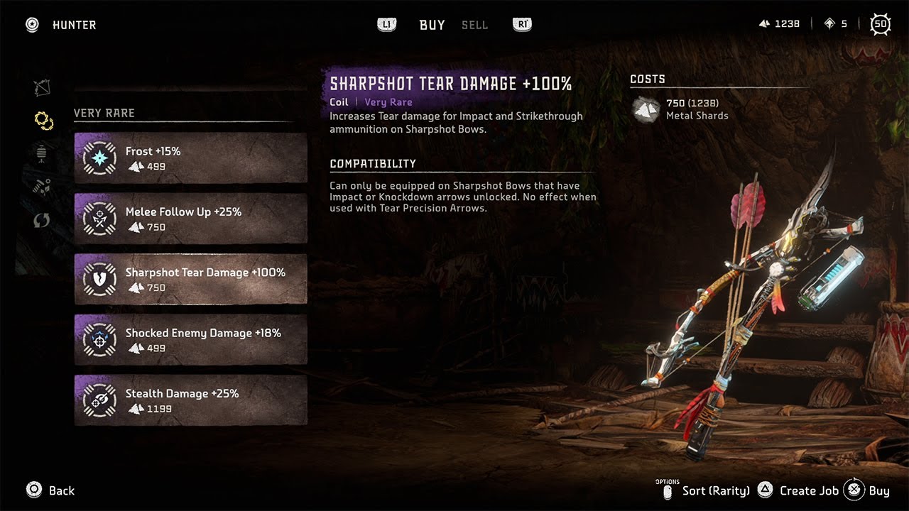 Horizon Forbidden West Best Weapons Coils Location  Horizon Forbidden West  Sharpshot Damage +100% 