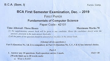 Bca 1st semester computer fundamental question paper Examination 2022 ।।