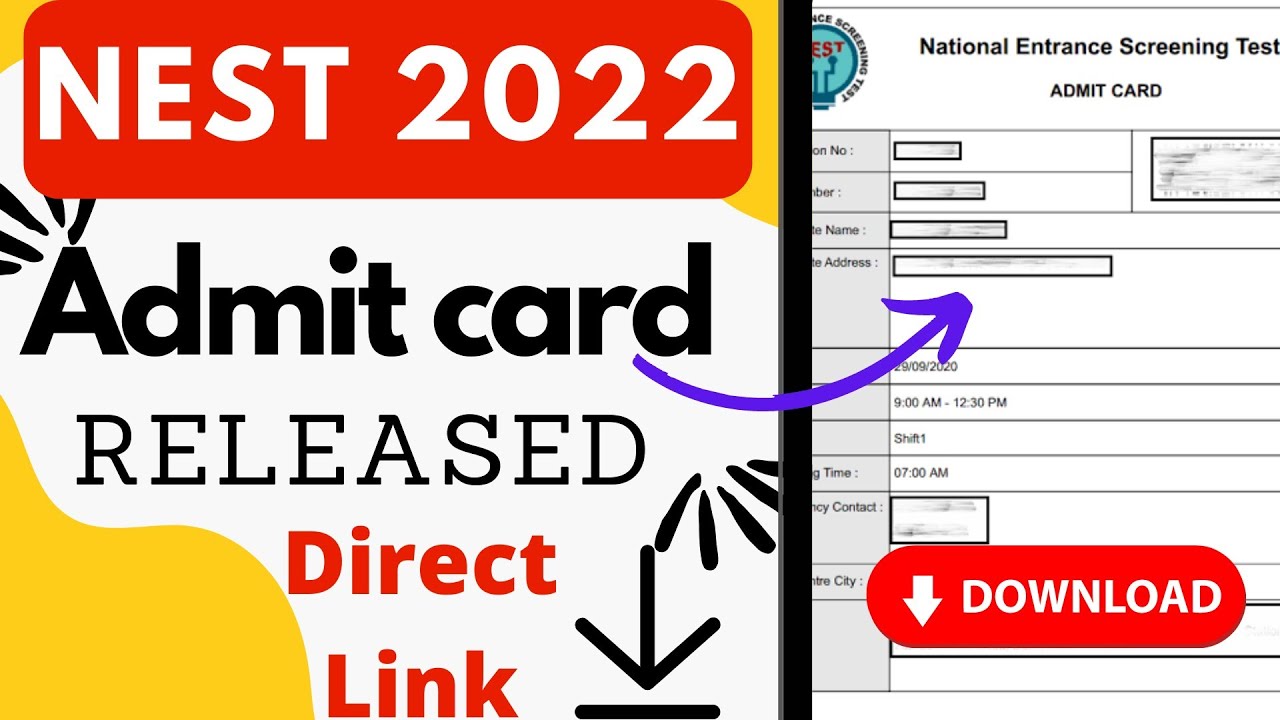 nest admit card 2022 | how to download nest 2022 admit card