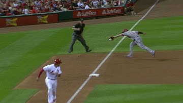 CIN@STL: Frazier makes the long throw for the out