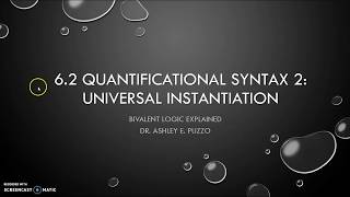 6.2a Quantificational Syntax 2: Universal Instantiation