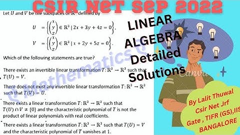 CSIR NET SEP MATHS | Linear Algebra l Question Id 378 detailed Solutions
