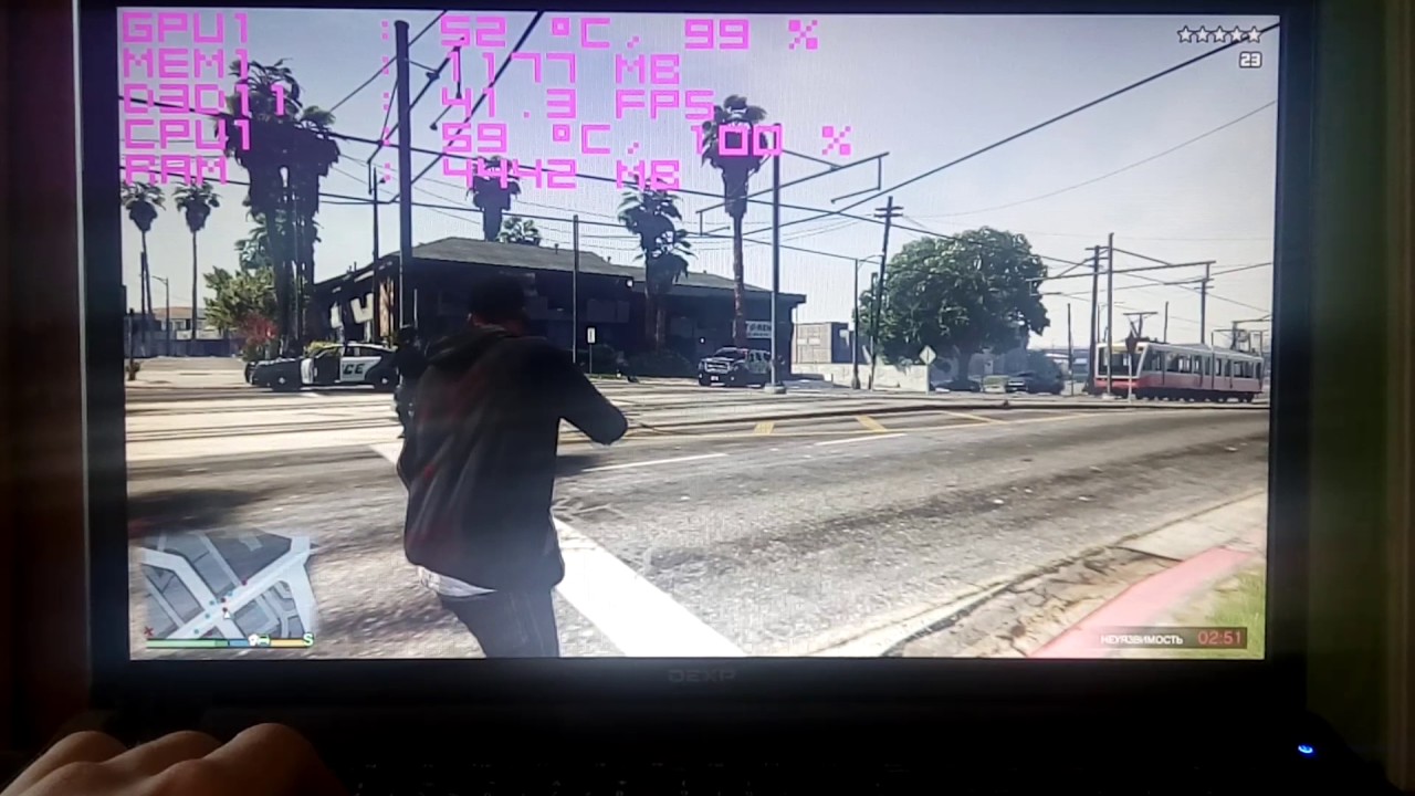 Ноутбук Тест Красноярск GTA 5 Nvidia gt840m 2GB DDR3  Intel I3 4000m 6GB memory Dexp W670S