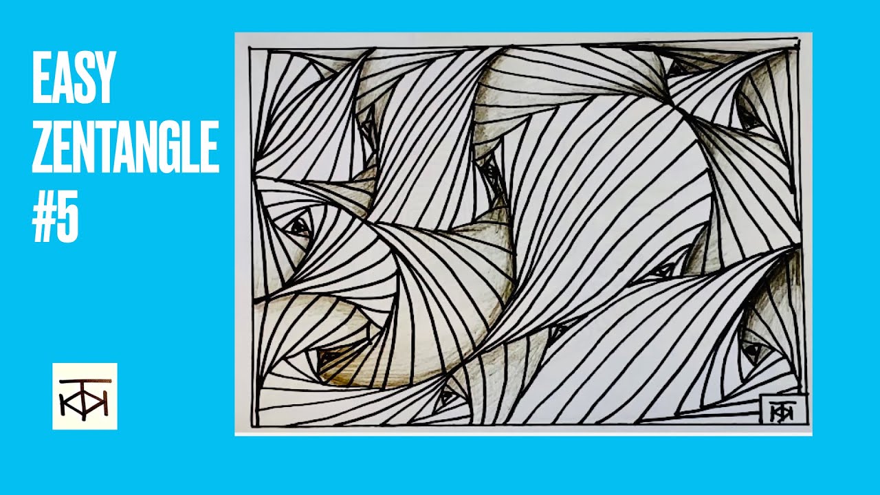 Zentangle Shading Tutorial EASY and RELAXING Zentangle #5- shading to help POP: spiral optical ...