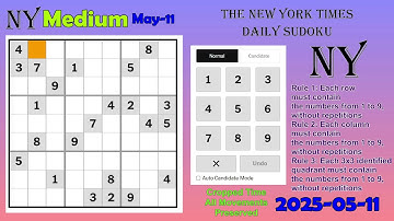The New York Times Daily Sudoku 2025-05-11 Medium