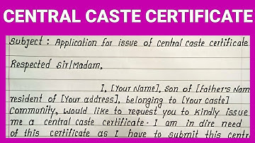 Application for Issue of Central Caste Certificate |Simple Application for Central Caste Certificate