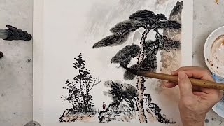 Mountain, Water and Trees - Chinese Painting